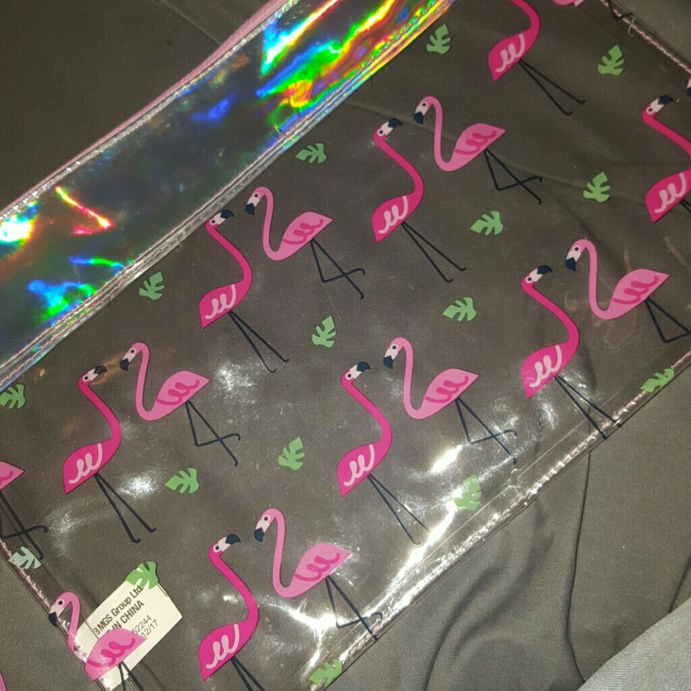 Flamingo holographic swimm bag